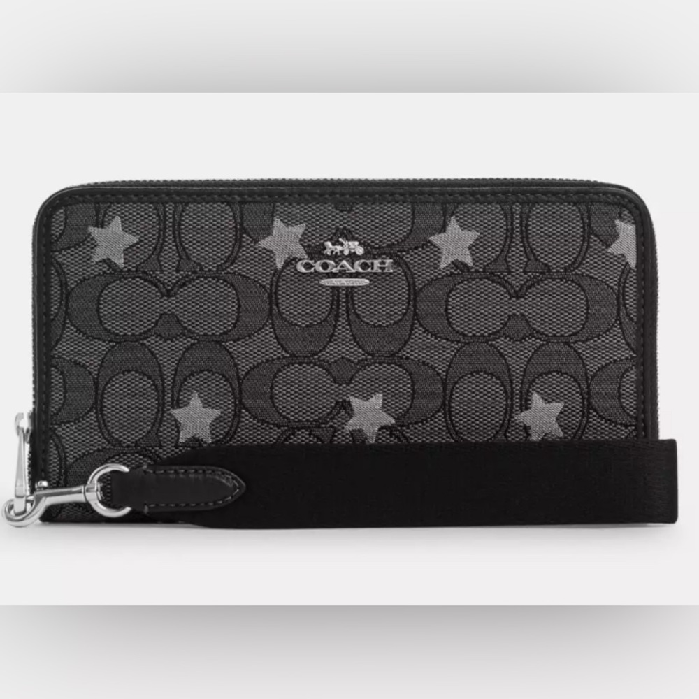 Coach Dempsey Large Phone Wallet In Signature Jacquard Witn Star Embroidery New
